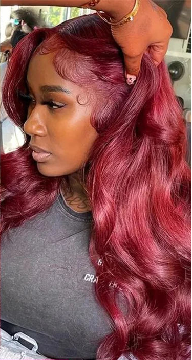 180% Density 99J Burgundy 13x4 13X6 Body Wave Lace Front Wigs 100% Human Hair 34 Inch Red Colored Lace Frontal Wig for Women HairStar Wigs