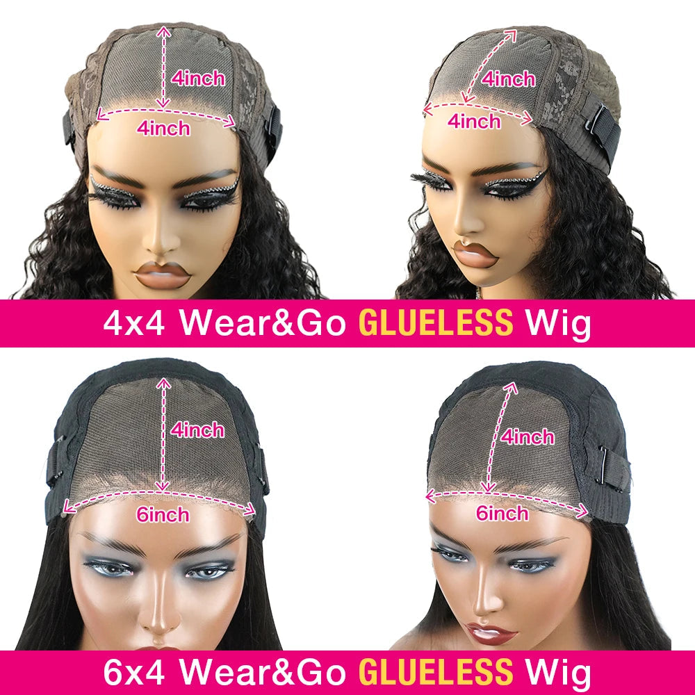 Wear Go Glueless Bob Hair Wig Human Hair Ready To Wear Straight 4x4 Pre Cut No Glue Wigs For Women 6x4 Glueless Wigs Human Hair StarGlow Official Store 1103592127