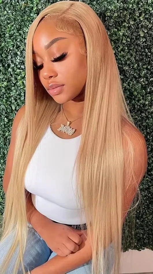 Straight Human Hair Wigs 27 Honey Blonde 13X6 Hd Lace Frontal Wig 100% Human Hair 230 Density Pre Plucked Brazilian Wigs 38 Inch Afybea GlowHair Store 1105053546