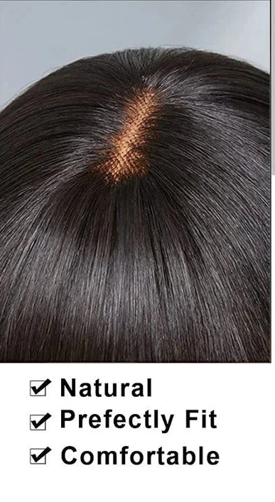 3x1 Middle Part Lace Wig Straight Human Hair Wig With Bangs 100% Human Hair Wigs For Women Brazilian Full Machine Made Wig Finros Wig Store 1103412007