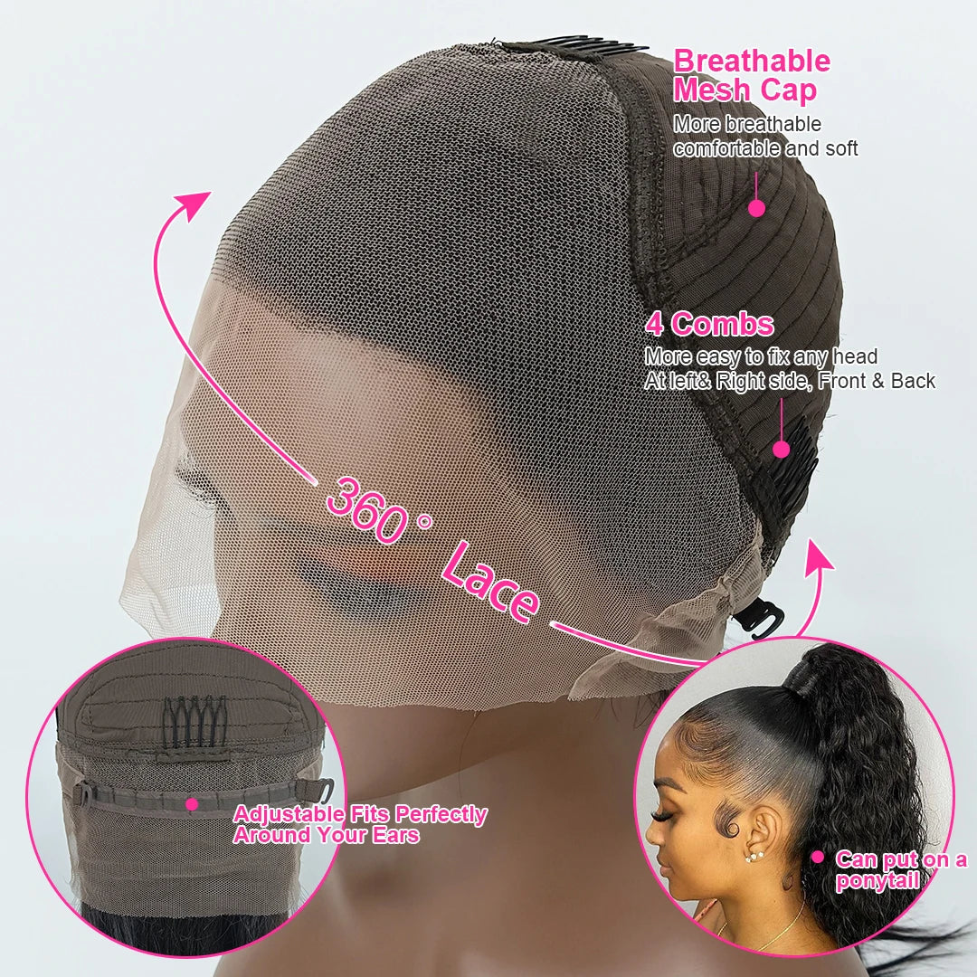 250% 30 36inch 360 HD Lace Frontal Wigs Human Hair Pre Plucked Kinky Straight Wigs for Black Women Yaki Straight High Ponytail CEXXY Hair Oversea Store Store ID 1103580741