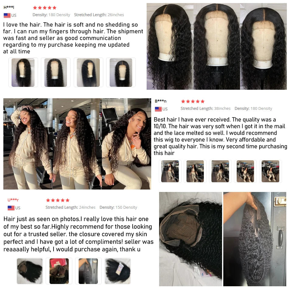 250 Density Loose Deep Wave 30 40 Inches 13x4 Transparent Lace Front Human Hair Wigs Brazilian Water Curly Lace Frontal Wig POKER FACE Official Store 3440006