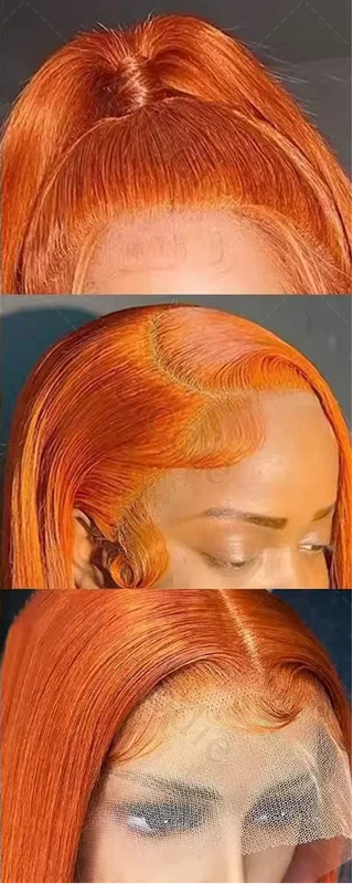 Ginger Wig Human Hair 13x6 Lace Front Wig Straight HD Transparent Pre Plucked 220% Density #350 Colored Human Hair Wig For Women Smilegirl Wig Store ID 1104099417