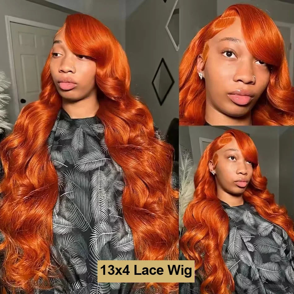 Orange Ginger Lace Front Wigs Human Hair Body Wave 13x6 HD Lace Frontal Wig Colored Brazilian Hair Wig 13x4 Transparent Lace Wig HEYJU Hair US Store Store ID 1103597371