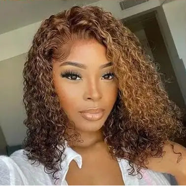 Deep Wave Bob Wig 5x5 HD Lace – 4/27 – Honey Glow SIXQUEEN Wig Store ID 1104602052