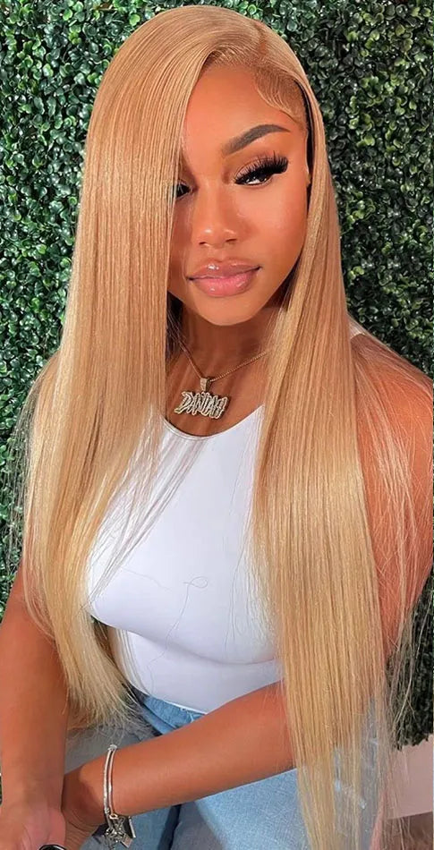 13x6 Honey Blonde HD Lace Front Human Hair Wigs Straight #27 Colored 180% HD Transparent Lace Frontal Wigs PrePlucked For Women AE SELECTED Colored Wigs Store Store ID 1103598271
