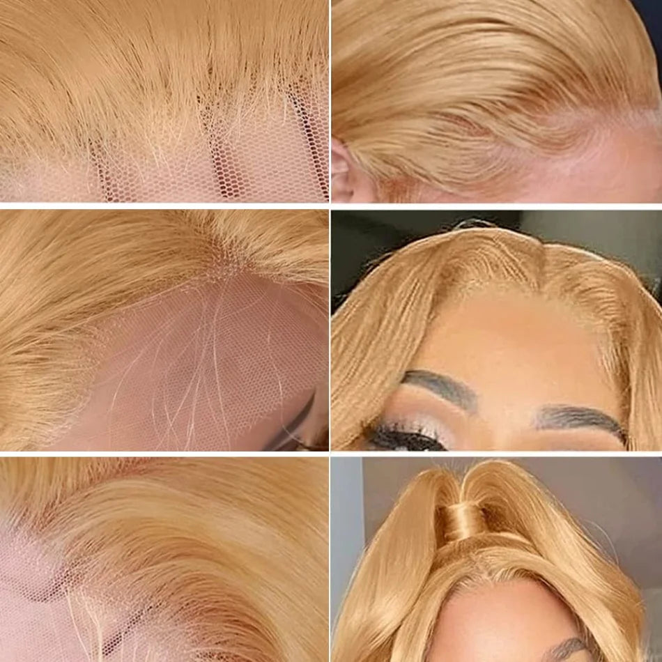 #27 Honey Blonde Wig Human Hair 100% Brazilian Body Wave Lace Front Wigs 13X6 Hd Lace Frontal Wig 250 Density Preplucked 30 Inch SIXQUEEN Wig Store Store ID 1104602052