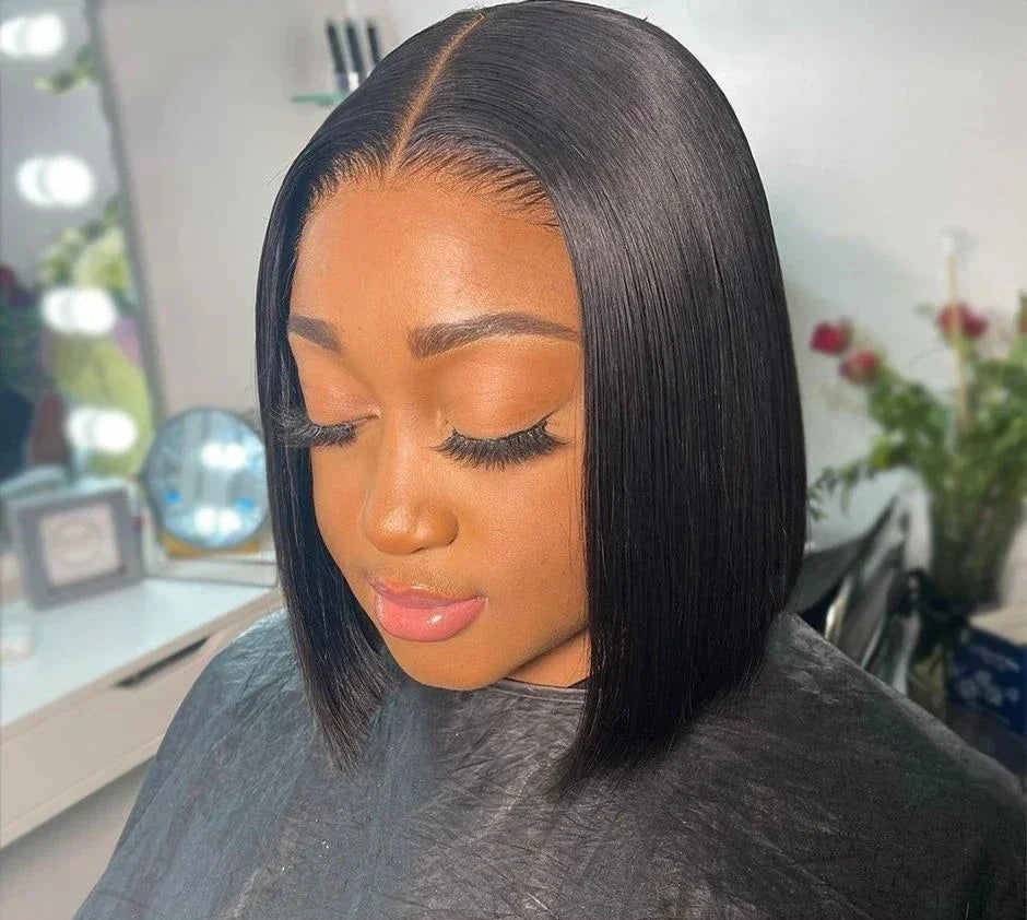 Shine Spark Wear & Go Glueless Bob Wig Lace Front Human Hair Wigs 4x4 4x6 Short Bob Straight HD Lace Frontal Wig Human Remy Hair Shine Spark Outlets Store 1103674936