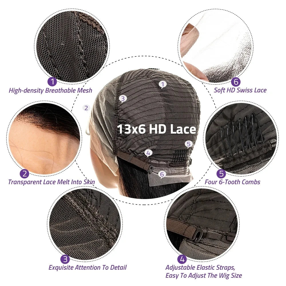 36 Inch13x4 13x6 HD Chocolate Brown Straight Lace Front Wigs Human Hair Transparent HD Lace Frontal Wig Brown Wigs 200% Density Super Wigs US Store Store ID 1104270951