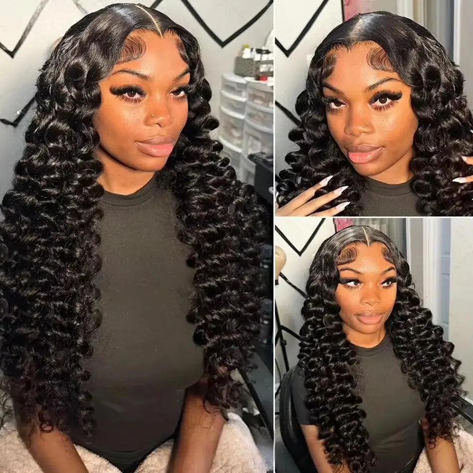 30 Inch Loose Deep Wave Frontal Wig Human Hair 13x4 Curly Lace Front Wig Transparent HD Lace Water Wigs 180 Density Brazilian WeWave Wig Store 1103417051