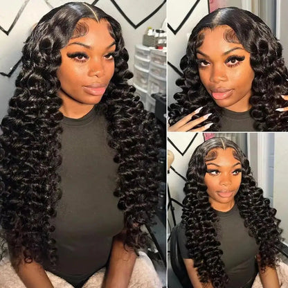 30 Inch Loose Deep Wave Frontal Wig Human Hair 13x4 Curly Lace Front Wig Transparent HD Lace Water Wigs 180 Density Brazilian WeWave Wig Store 1103417051