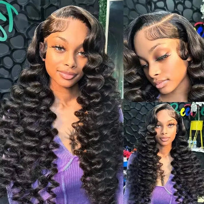 30 Inch Loose Deep Wave Frontal Wig Human Hair 13x4 Curly Lace Front Wig Transparent HD Lace Water Wigs 180 Density Brazilian WeWave Wig Store 1103417051