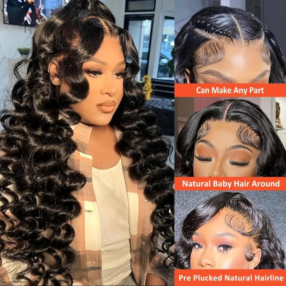 30 Inch Loose Deep Wave Frontal Wig Human Hair 13x4 Curly Lace Front Wig Transparent HD Lace Water Wigs 180 Density Brazilian WeWave Wig Store 1103417051