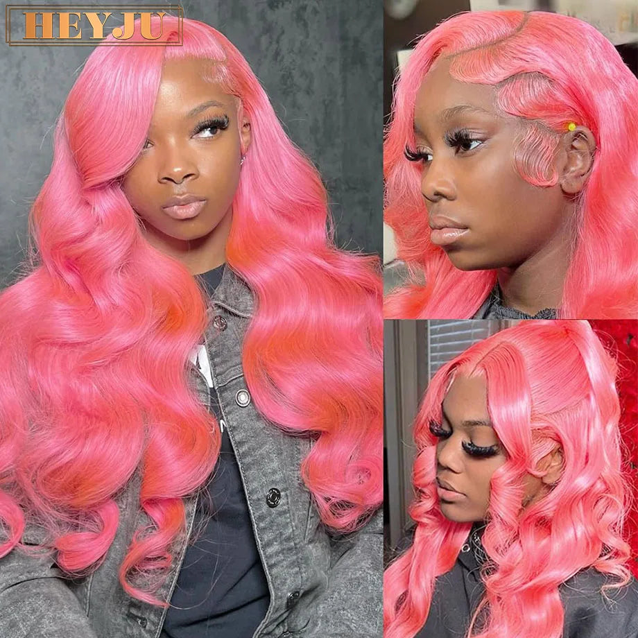Body Wave Pink Lace Front Wigs Human Hair 13x6 HD Lace Frontal Wig Brazilian Colored Human Hair Wigs 100% 13x4 Loose Wave Wigs HEYJU Hair US Store Store ID 1103597371