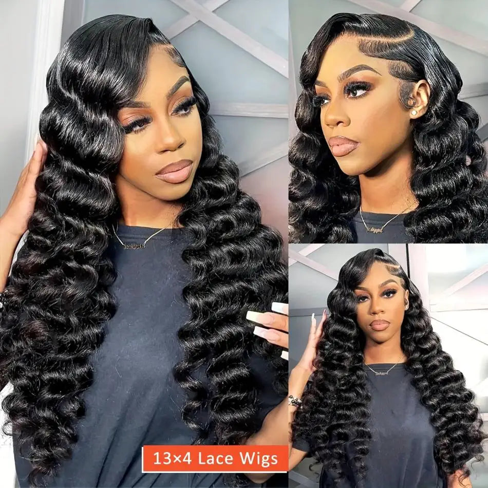 30 Inch Loose Deep Wave Frontal Wig Human Hair 13x4 Curly Lace Front Wig Transparent HD Lace Water Wigs 180 Density Brazilian WeWave Wig Store 1103417051