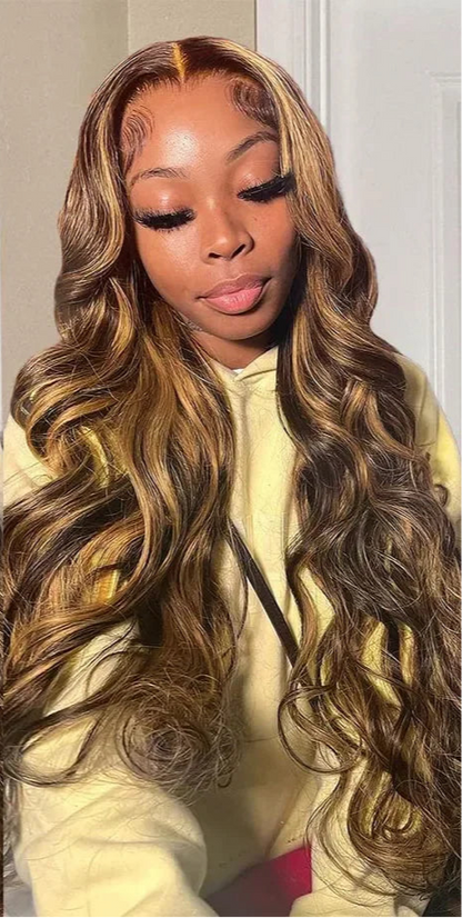 Highlight Ombre Lace Front Wig Human Hair 13x4 Transparent Lace Frontal Wigs Pre Plucked Body Wave Honey Blonde Wigs for Women Store name Elfsecret US Store Store ID 1104299733