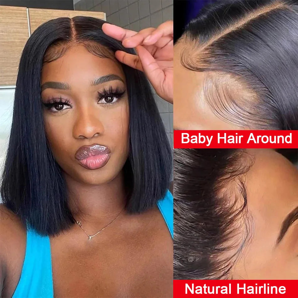 Shine Spark Wear & Go Glueless Bob Wig Lace Front Human Hair Wigs 4x4 4x6 Short Bob Straight HD Lace Frontal Wig Human Remy Hair Shine Spark Outlets Store 1103674936