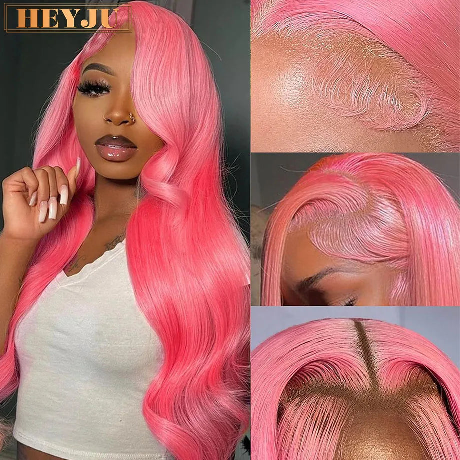 Body Wave Pink Lace Front Wigs Human Hair 13x6 HD Lace Frontal Wig Brazilian Colored Human Hair Wigs 100% 13x4 Loose Wave Wigs HEYJU Hair US Store Store ID 1103597371