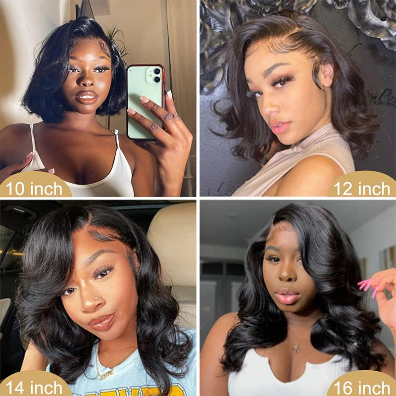 Body Wave Short Bob Wig 180 Density 13x4 Lace Front Human Hair wig 16 Inch 100% Brazilian Remy Hair Pre Plucked With Baby Hair HairStar Wigs