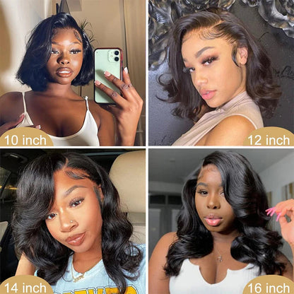 Body Wave Short Bob Wig 180 Density 13x4 Lace Front Human Hair wig 16 Inch 100% Brazilian Remy Hair Pre Plucked With Baby Hair HairStar Wigs