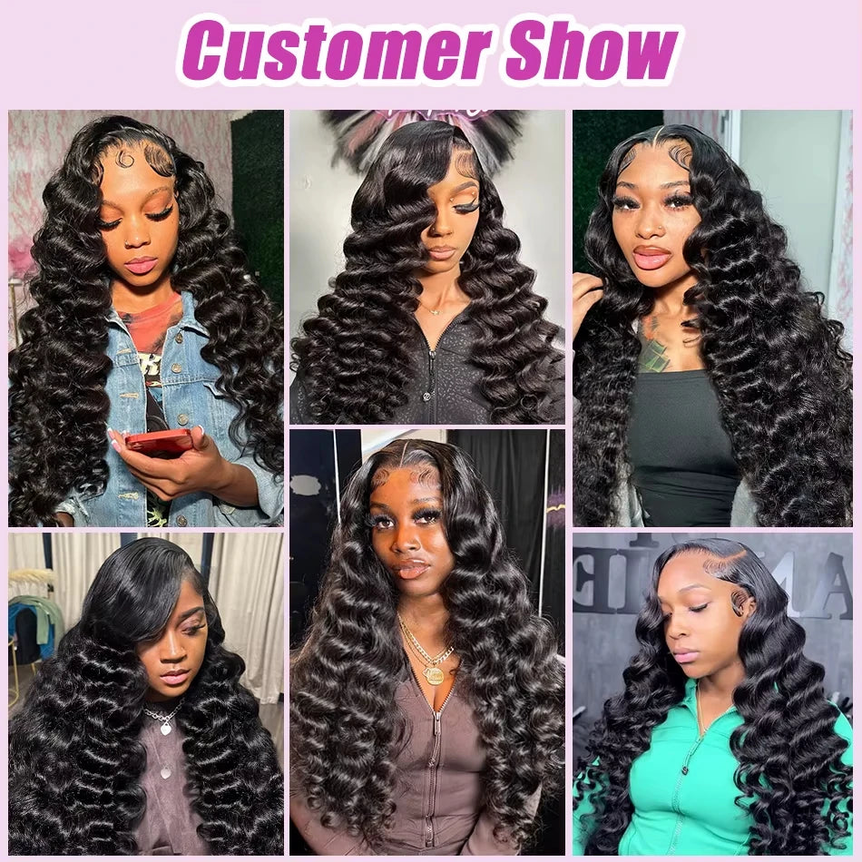 30 Inch Loose Deep Wave Frontal Wig Human Hair 13x4 Curly Lace Front Wig Transparent HD Lace Water Wigs 180 Density Brazilian WeWave Wig Store 1103417051