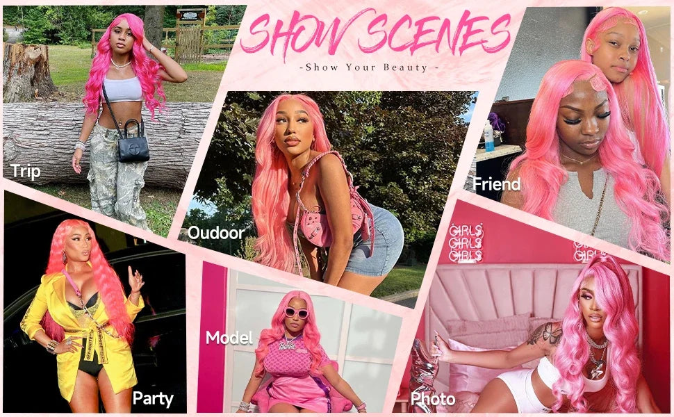 Body Wave Pink Lace Front Wigs Human Hair 13x6 HD Lace Frontal Wig Brazilian Colored Human Hair Wigs 100% 13x4 Loose Wave Wigs HEYJU Hair US Store Store ID 1103597371