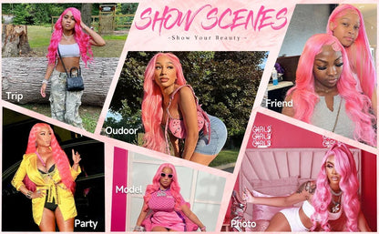 Body Wave Pink Lace Front Wigs Human Hair 13x6 HD Lace Frontal Wig Brazilian Colored Human Hair Wigs 100% 13x4 Loose Wave Wigs HEYJU Hair US Store Store ID 1103597371