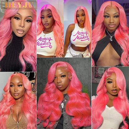 Body Wave Pink Lace Front Wigs Human Hair 13x6 HD Lace Frontal Wig Brazilian Colored Human Hair Wigs 100% 13x4 Loose Wave Wigs HEYJU Hair US Store Store ID 1103597371