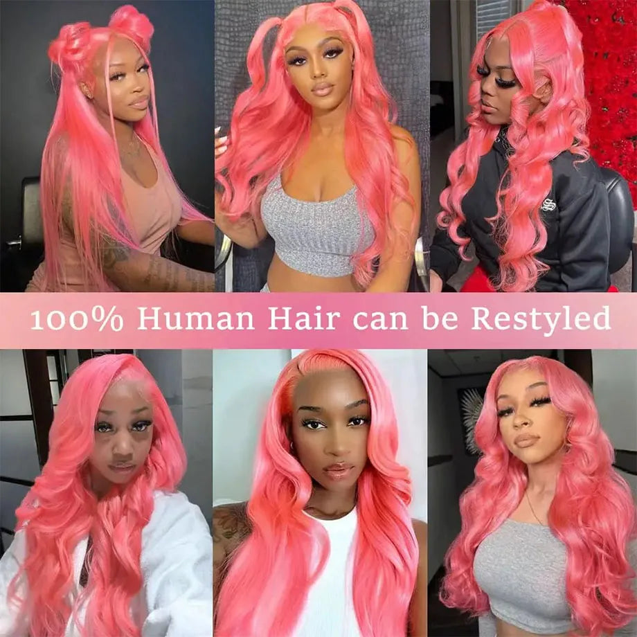 Body Wave Pink Lace Front Wigs Human Hair 13x6 HD Lace Frontal Wig Brazilian Colored Human Hair Wigs 100% 13x4 Loose Wave Wigs HEYJU Hair US Store Store ID 1103597371