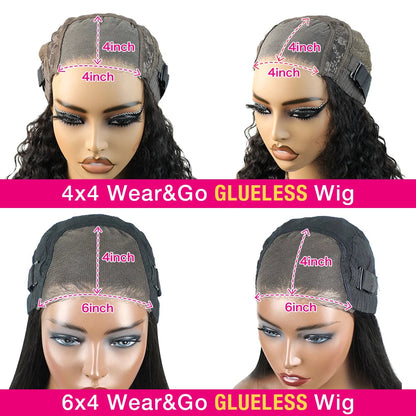 Wear Go Glueless Bob Hair Wig Human Hair Ready To Wear Straight 4x4 Pre Cut No Glue Wigs For Women 6x4 Glueless Wigs Human Hair StarGlow Official Store 1103592127