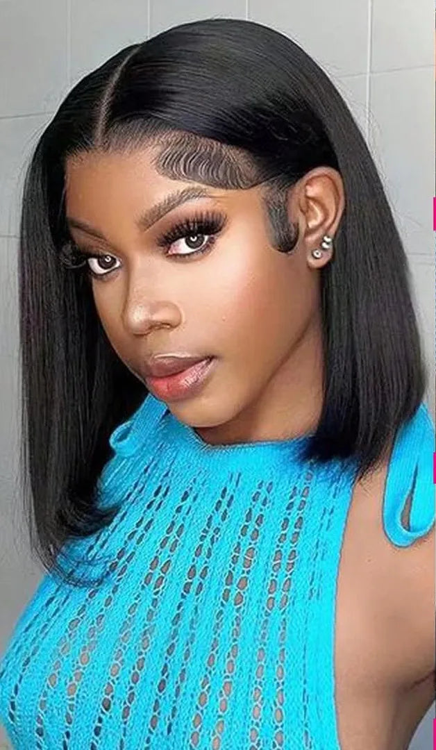 1
Image showing Brazilian Short Bob Wig with 13x4 HD Lace, 200 Density, Straight Style

