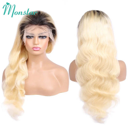 1B 613 Full Lace Wigs Blonde Ombre Body Wave Lace Front Wig 200 250 High Density 13x6 Lace Front Human Hair Wigs for Black Women Monstar Official Store 612972