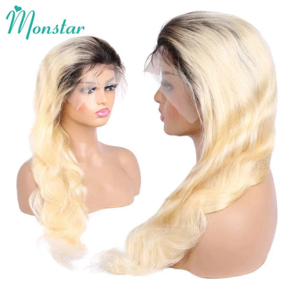 1B 613 Full Lace Wigs Blonde Ombre Body Wave Lace Front Wig 200 250 High Density 13x6 Lace Front Human Hair Wigs for Black Women Monstar Official Store 612972