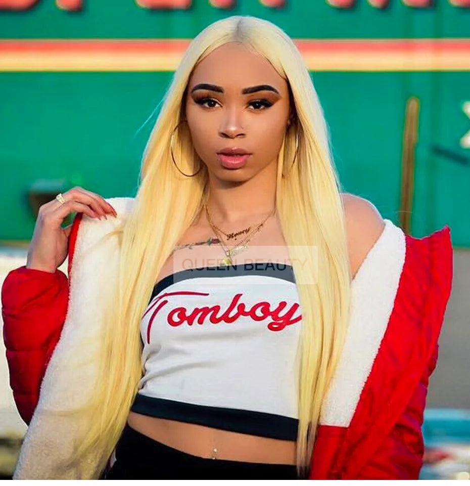 13x6 360 Lace Wig Human Hair Pre Plucked 613 Blonde Colored Lace Front Wigs Bone Straight Ponytail Human Hair Lace Frontal Wig XINXIYA WIG US Store Store ID 1103576649