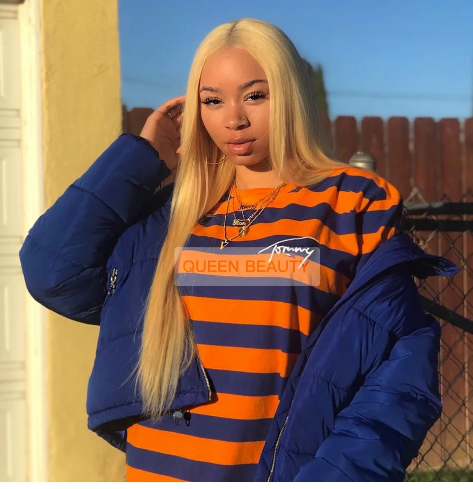 13x6 360 Lace Wig Human Hair Pre Plucked 613 Blonde Colored Lace Front Wigs Bone Straight Ponytail Human Hair Lace Frontal Wig XINXIYA WIG US Store Store ID 1103576649