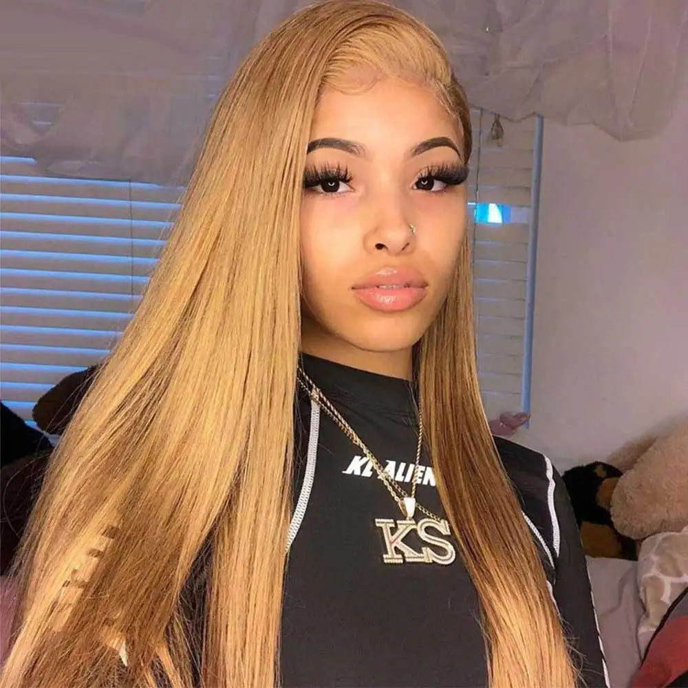 13x6 Honey Blonde HD Lace Front Human Hair Wigs Straight #27 Colored 180% HD Transparent Lace Frontal Wigs PrePlucked For Women AE SELECTED Colored Wigs Store Store ID 1103598271