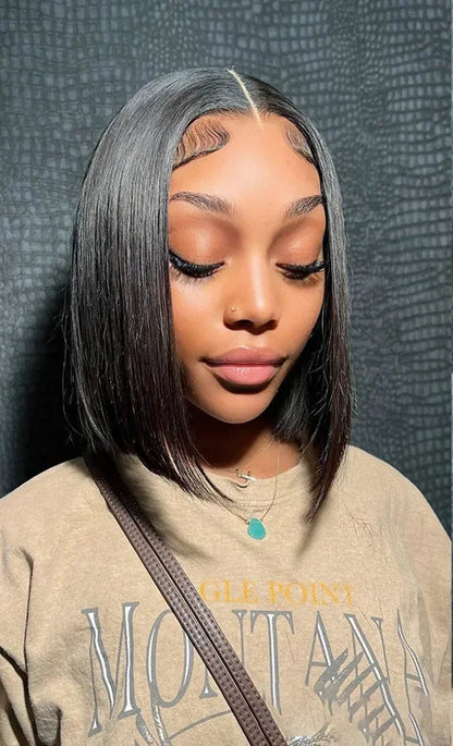 Shine Spark Wear & Go Glueless Bob Wig Lace Front Human Hair Wigs 4x4 4x6 Short Bob Straight HD Lace Frontal Wig Human Remy Hair Shine Spark Outlets Store 1103674936