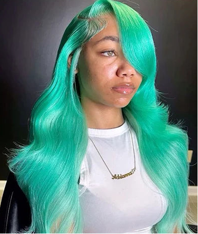 Mint Green Colored Human Hair Wigs Body Wave 13x6 HD Lace Frontal Wigs Pre Plucked Raw Hair Vietnamien Lace Front Wigs For Women HairStar Wigs