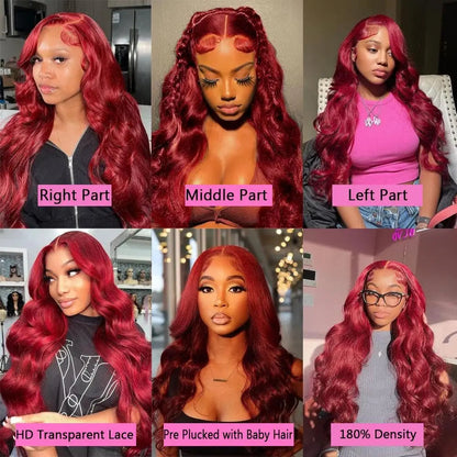 99j Burgundy Body Wave  13x4 Lace Frontal Wigs Human Hair body Wave 13x6 Lace Frontal Wigs 100% Human Hair Red Wine Colored Wig Store name Varlea US Store Store ID 1103575562