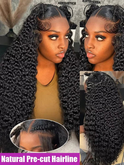 300% Density Curly Wig 40 50 Inch 13x6 13x4 HD Lace Frontal Human Hair Wig Brazilian 360 Full Lace Front Deep Wave Wig For Women AMYTUD US Store Store ID 1104081820