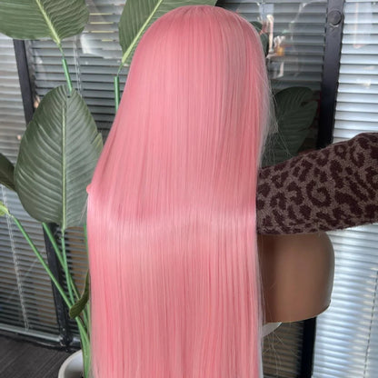 Pink Wig Straight Human Hair Wigs 13X6 Hd Lace Frontal Wig Transparent Lace Front Wig 220 Density Colored Brazilian Hair 30 Inch SANMAO Store 1104090548