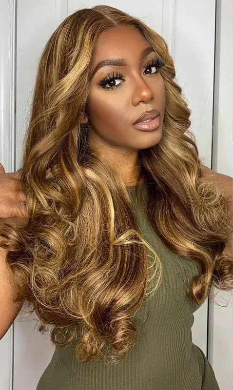 Body Wave P/427 Honey Blonde Highlight Wig Human Hair 13x4 13x6 Lace Front Human Hair Wigs Lace Frontal Wig For Black Women Wigs Lovely Princess Hair Store 1103403046