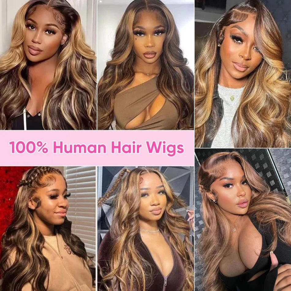 427 Highlight Body Wave Human Hair Wigs 13X6 Hd Lace Frontal Wig 230 Density Brazilian Colored 40 Inch Lace Front Wigs For Women Afybea GlowHair Store 1105053546