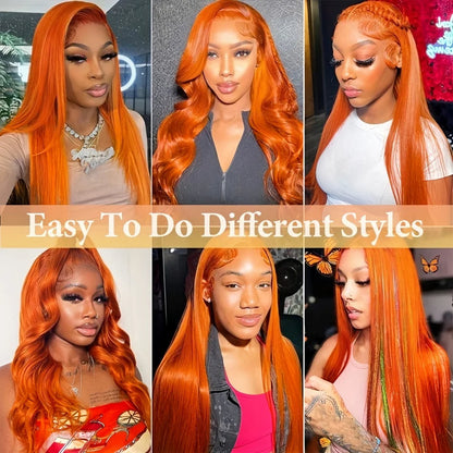 200 Density Ginger 13x6 Hd Lace Frontal Human Hair Wig 13x4 hd Lace Orange Ginger Colored Straight Human Hair Wigs for Women Lowell Locks Store 1105167529