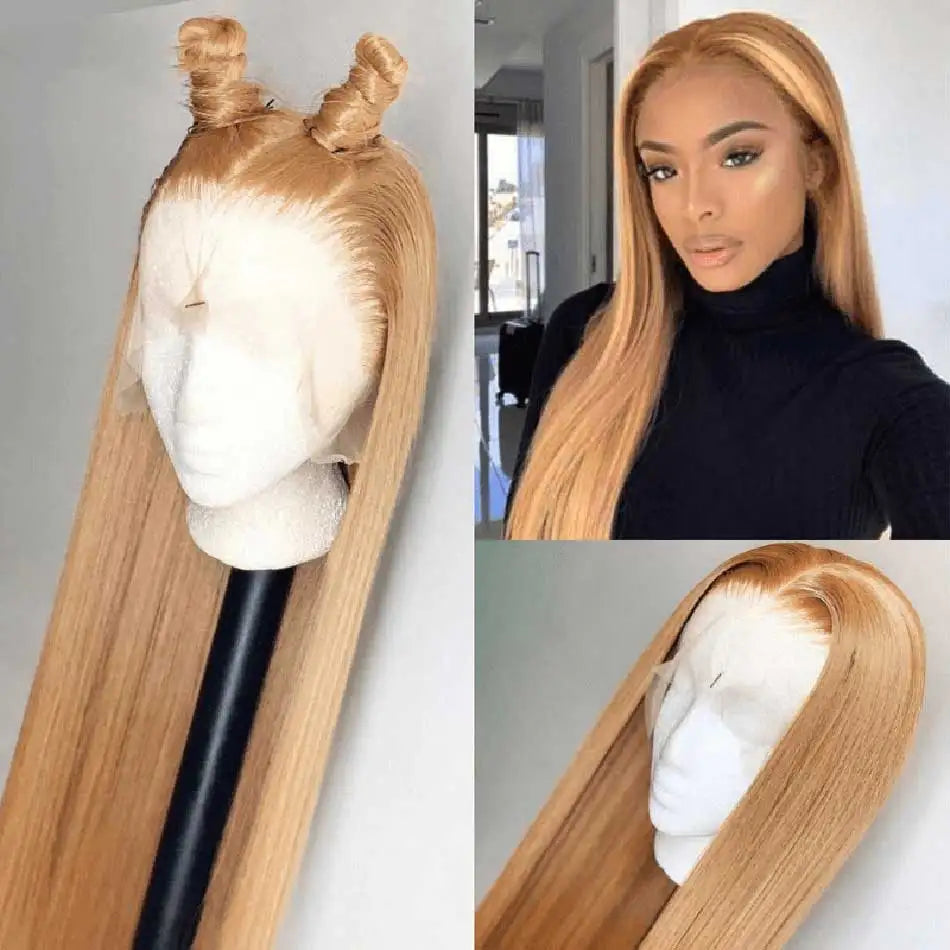 13x6 Honey Blonde HD Lace Front Human Hair Wigs Straight #27 Colored 180% HD Transparent Lace Frontal Wigs PrePlucked For Women AE SELECTED Colored Wigs Store Store ID 1103598271