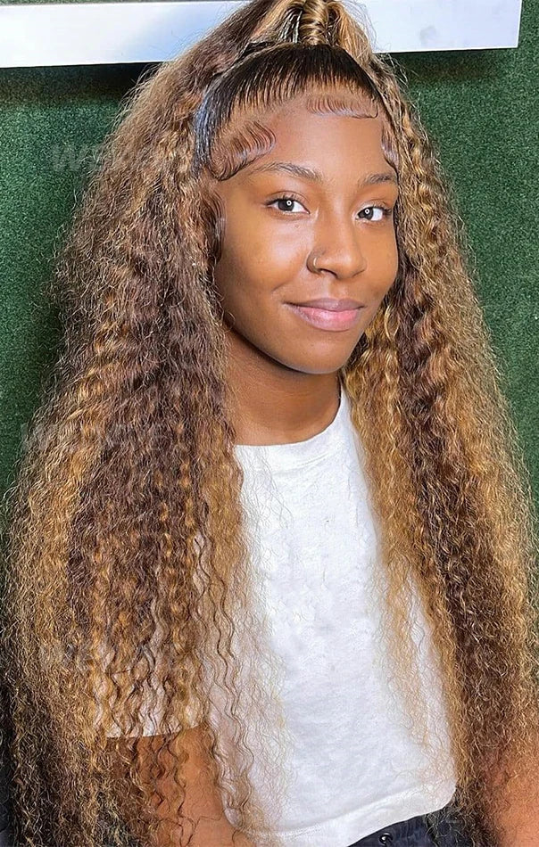 Highlight Wig Human Hair Curly 13X4 13X6 Hd Lace Frontal Wig Deep Wave Lace Front Wig P4/27 1B30 Ombre Colored Pre Plucked Wigs HairStar Wigs