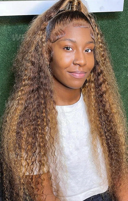 Highlight Wig Human Hair Curly 13X4 13X6 Hd Lace Frontal Wig Deep Wave Lace Front Wig P4/27 1B30 Ombre Colored Pre Plucked Wigs HairStar Wigs