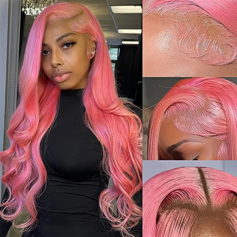 30 Inch Pink Lace Front Wig Human Hair 13x6 Water Wave Hd Lace Frontal Wig For Women Body Wave Brazilian Light Pink Colored Wigs HEYJU Hair US Store Store ID 1103597371