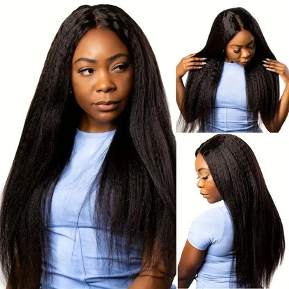 Yaki Kinky Straight 360 Full Lace Human Hair Wig with Hidden Strap Glueless Invisible Band Pre Plucked Natural Look QAANA Store Store ID 1105055089