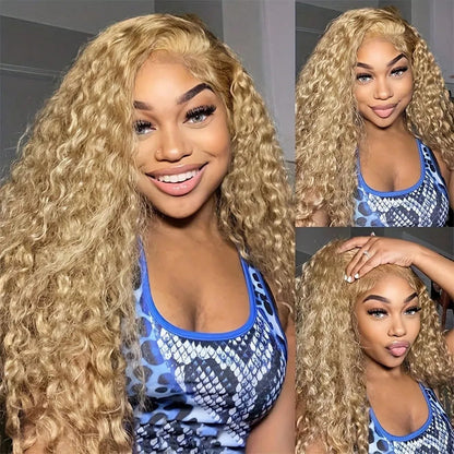 13x6 Deep Wave Lace Front Wigs Human Hair Honey Blonde HD Transparent Lace Frontal Wigs Human Hair #27 Curly Wigs Human Hair Wig HairStar Wigs